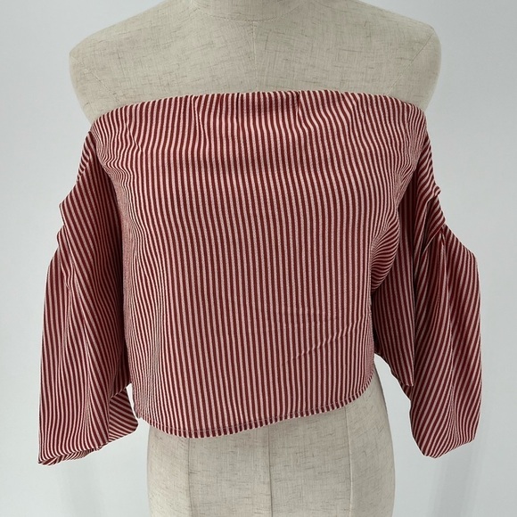 Good Luck Gem Off the Shoulder Striped Crop Top - Picture 3 of 7